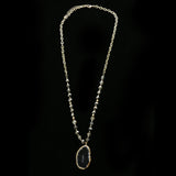 Luxury Semi-Precious Faceted Y-Necklace Gold & Dark-Silver NWOT
