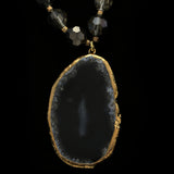 Luxury Semi-Precious Faceted Y-Necklace Gold & Dark-Silver NWOT