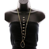 Luxury Semi-Precious Faceted Y-Necklace Gold & Dark-Silver NWOT