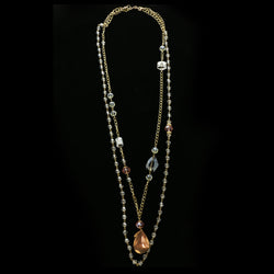 Luxury Crystal Necklace Gold/Dark-Silver NWOT