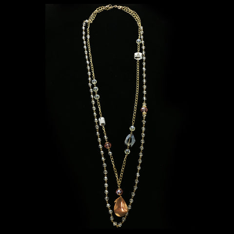 Luxury Crystal Necklace Gold/Dark-Silver NWOT