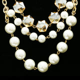 Luxury Pearl Crystal Necklace Gold & White NWOT