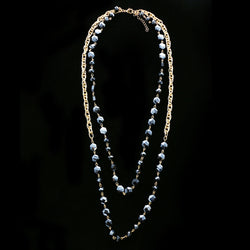 Luxury Faceted Necklace Gold/Dark-Silver NWOT