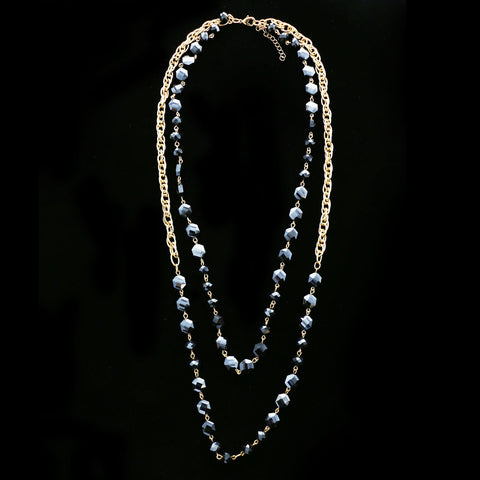 Luxury Faceted Necklace Gold/Dark-Silver NWOT