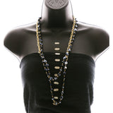 Luxury Faceted Necklace Gold/Dark-Silver NWOT