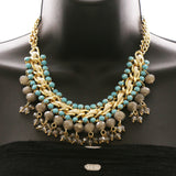 Luxury Faceted Necklace Gold/Blue NWOT