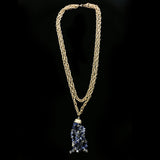 Luxury Semi-Precious Crystal Necklace Gold & Blue NWOT