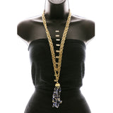 Luxury Semi-Precious Crystal Necklace Gold & Blue NWOT