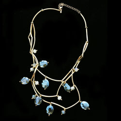 Luxury Crystal Necklace Gold/Dark-Silver NWOT