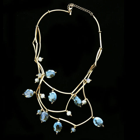 Luxury Crystal Necklace Gold/Dark-Silver NWOT