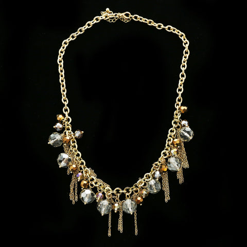 Luxury Faceted Necklace Gold/Brown NWOT