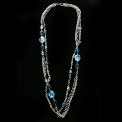 Luxury Crystal Necklace Silver/Blue NWOT