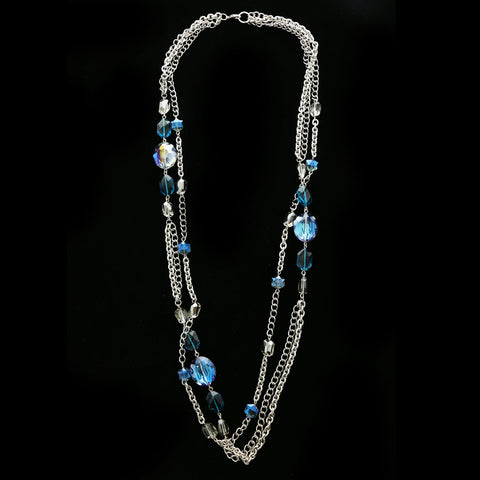 Luxury Crystal Necklace Silver/Blue NWOT