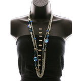 Luxury Crystal Necklace Silver/Blue NWOT