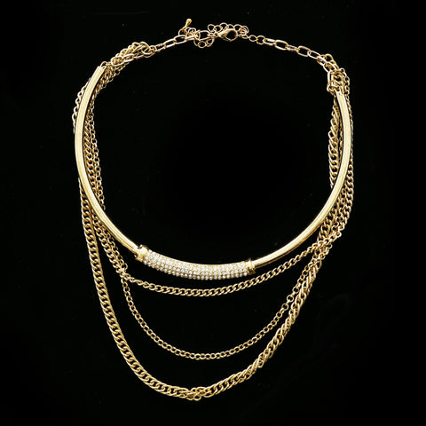 Luxury Crystal Choker-Necklace Gold NWOT