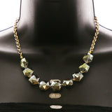 Luxury Crystal Necklace Gold/Green NWOT