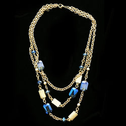 Luxury Crystal Necklace Gold/Blue NWOT