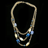 Luxury Crystal Necklace Gold/Blue NWOT