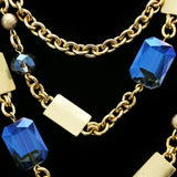 Luxury Crystal Necklace Gold/Blue NWOT