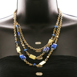 Luxury Crystal Necklace Gold/Blue NWOT