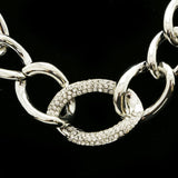 Luxury Crystal Chain Links Necklace Silver NWOT