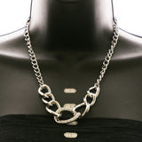 Luxury Crystal Chain Links Necklace Silver NWOT