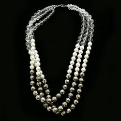Luxury Faceted Necklace Silver/White NWOT