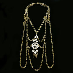 Luxury Crystal Necklace Gold NWOT