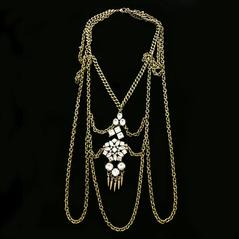 Luxury Crystal Necklace Gold NWOT