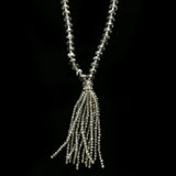 Luxury Faceted Crystal Y-Necklace Silver NWOT