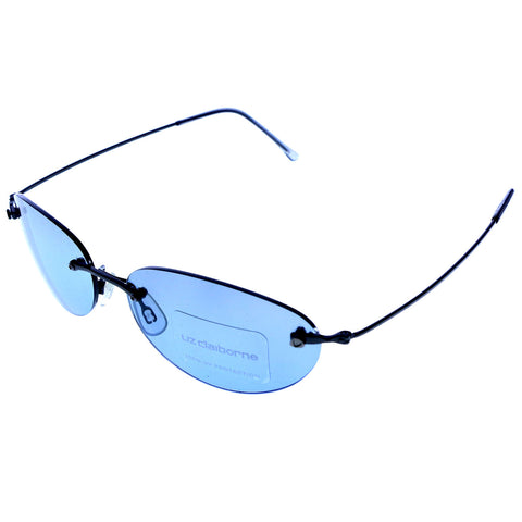Liz Claiborne Uv Protection Rimless-Sunglasses Black Frame/Blue Lens