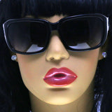 Liz Claiborne Style "Aodrey" Oversize-Sunglasses Black Frame/Blue Lens