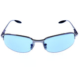 Liz Claiborne Semi-Rimless-Sunglasses Silver-Tone Frame/Blue Lens