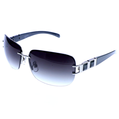 Liz Claiborne Style "Ruby" Semi-Rimless-Sunglasses Green Frame/Black Lens