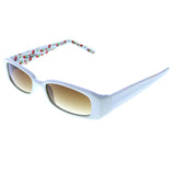 Liz Claiborne Style "Colette" Cherries Print Rectangle-Sunglasses White Frame & Brown Lens