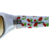 Liz Claiborne Style "Colette" Cherries Print Rectangle-Sunglasses White Frame & Brown Lens