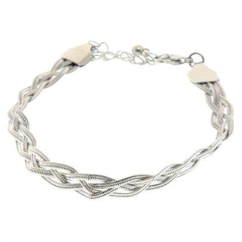 Mi Amore Braided Bangle-Bracelet Silver-Tone