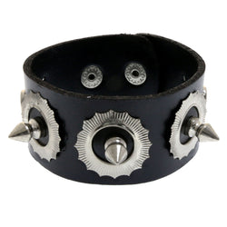 Mi Amore Spike-studded Heart accent Cuff-Bracelet Black & Silver-Tone