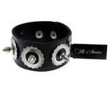 Mi Amore Spike-studded Heart accent Cuff-Bracelet Black & Silver-Tone
