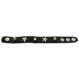 Mi Amore Spike-studded Star accents Cuff-Bracelet Black & Silver-Tone