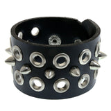 Mi Amore Spike-studded Eyelets Cuff-Bracelet Black & Silver-Tone