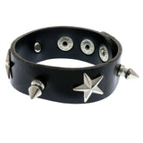 Mi Amore Spike-studded Star accents Cuff-Bracelet Black & Silver-Tone