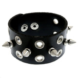 Mi Amore Spike-studded Eyelets Cuff-Bracelet Black & Silver-Tone