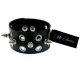 Mi Amore Spike-studded Eyelets Cuff-Bracelet Black & Silver-Tone