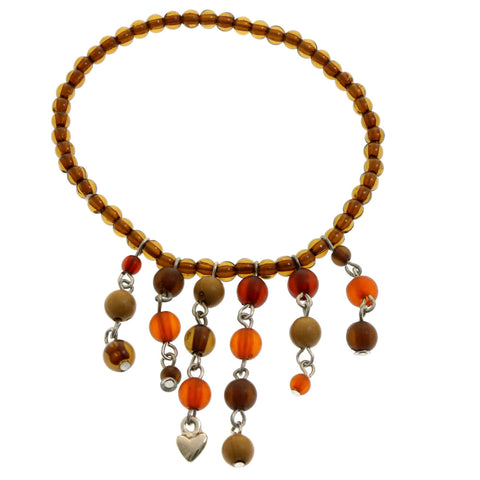 Mi Amore Tassel Stretch-Bracelet Brown/Red