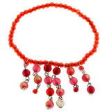 Mi Amore Tassel Iridescent Stretch-Bracelet Red & Silver-Tone