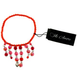 Mi Amore Tassel Iridescent Stretch-Bracelet Red & Silver-Tone
