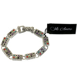 Mi Amore Antiqued Bangle-Bracelet Silver-Tone/Multicolor