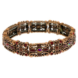 Mi Amore Stretch Iridescent Bangle-Bracelet Bronze-Tone & Red