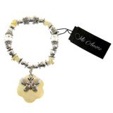 Mi Amore Iridescent Shell Stretch-Bracelet Silver-Tone & Brown